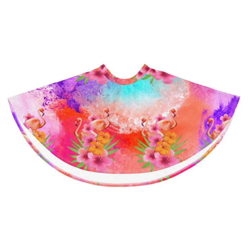 FLAMINGOS CORAL WATERCOLOR OMBRE SKATER SKIRT