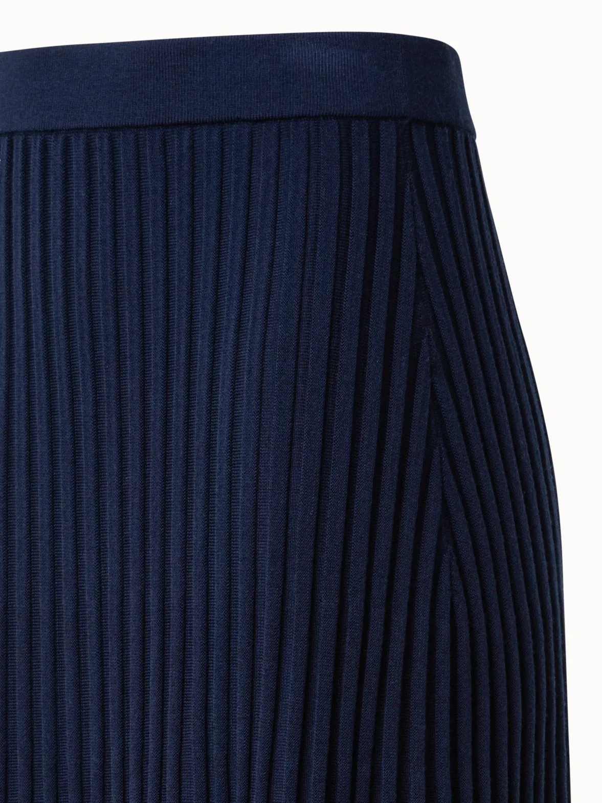 Flared Merino Knit Skirt in Ribbed Wool