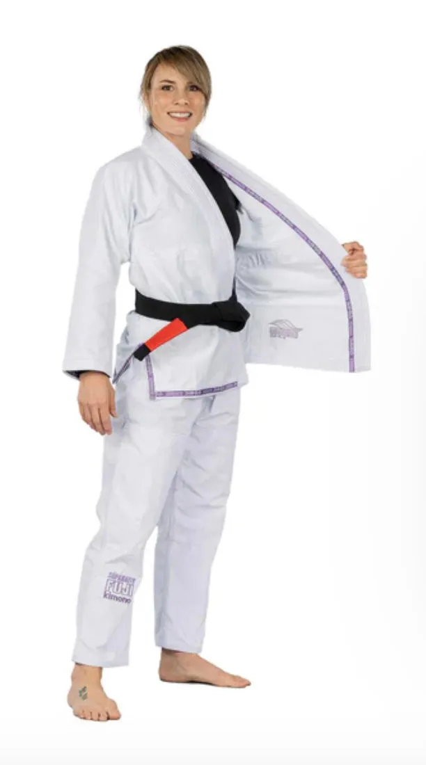 FUJI Suparaito Pearl Weave Womens BJJ Gi - White/Purple