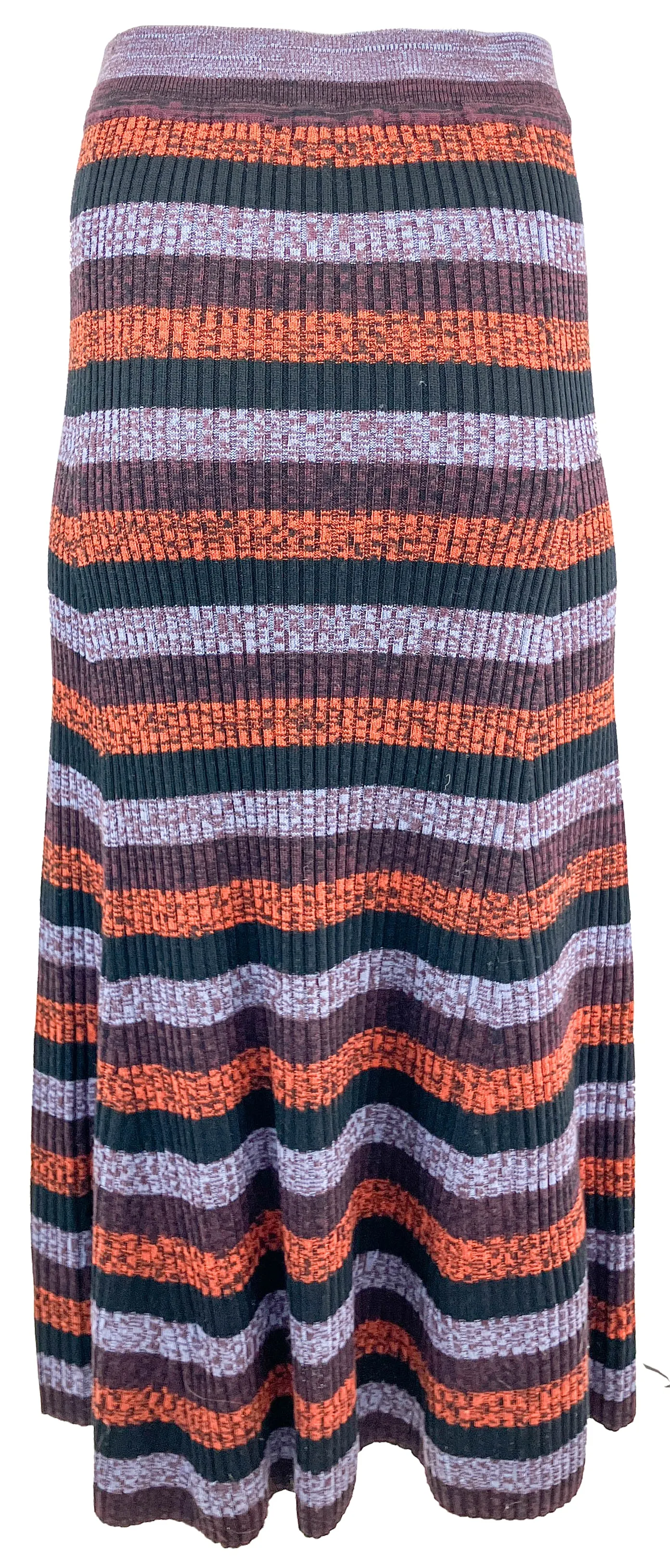 GANNI Striped Merino Wool Midi Skirt in Purple