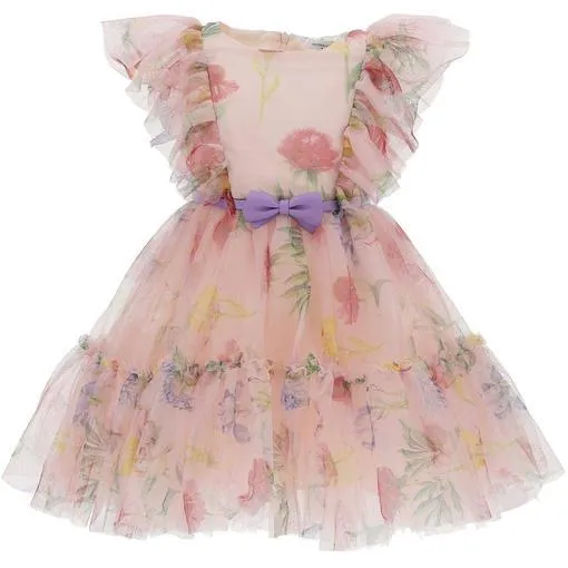 Girls Pink Floral Tulle Dress