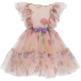 Girls Pink Floral Tulle Dress