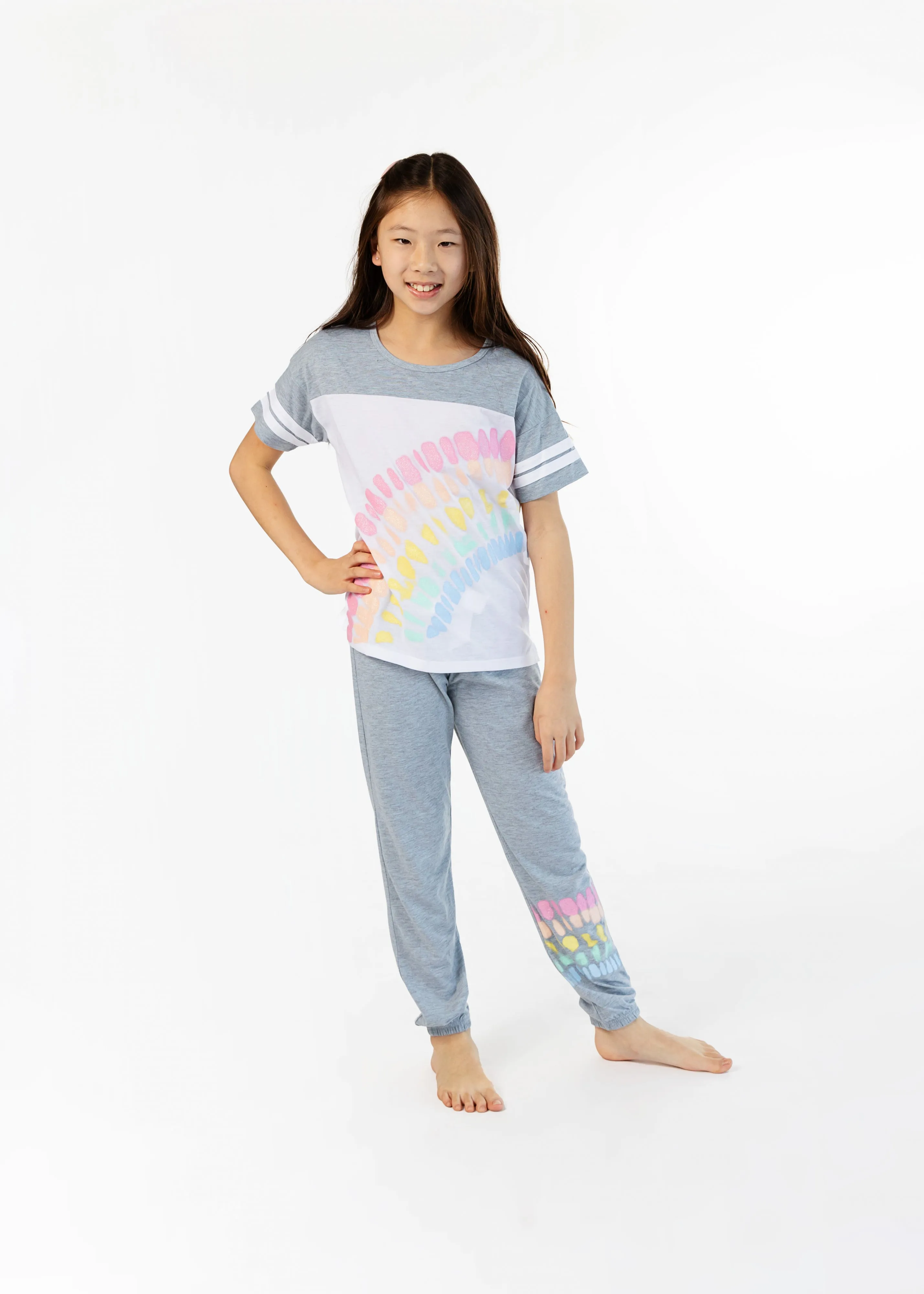 Girls Tie-Dye Rainbow 2-Piece Pajama Pants Sleep Set