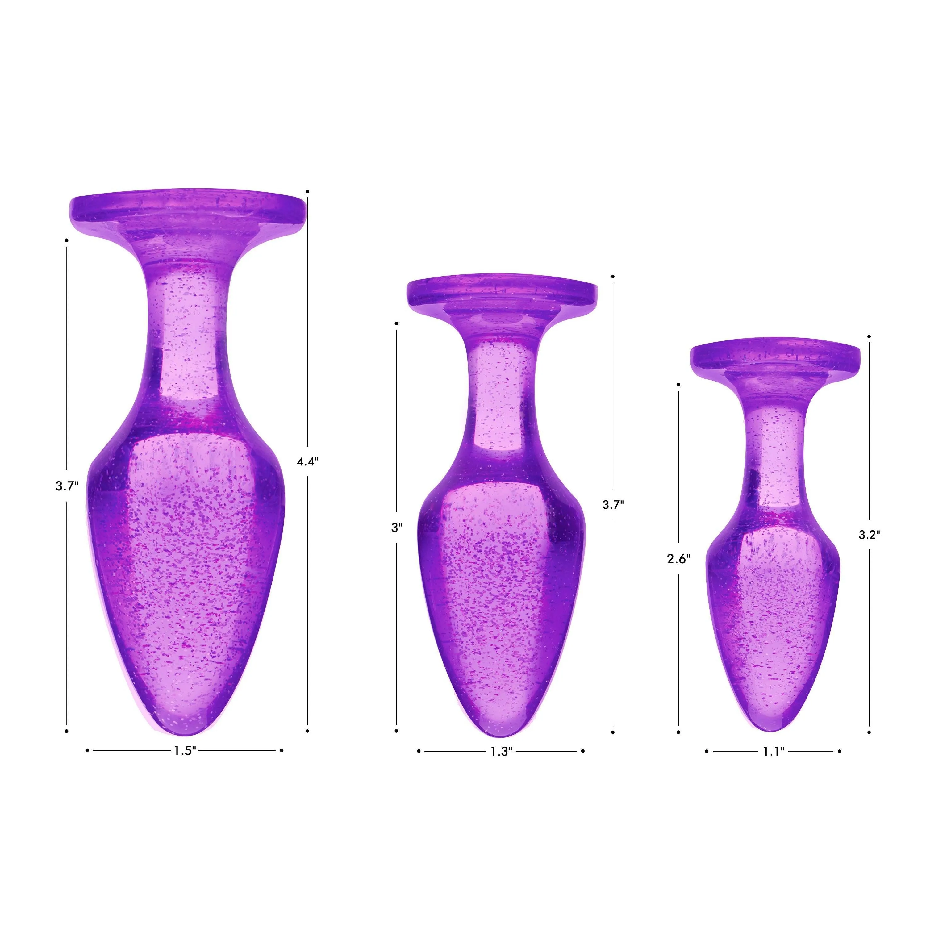 Glitter Gem Anal Plug Set - Purple