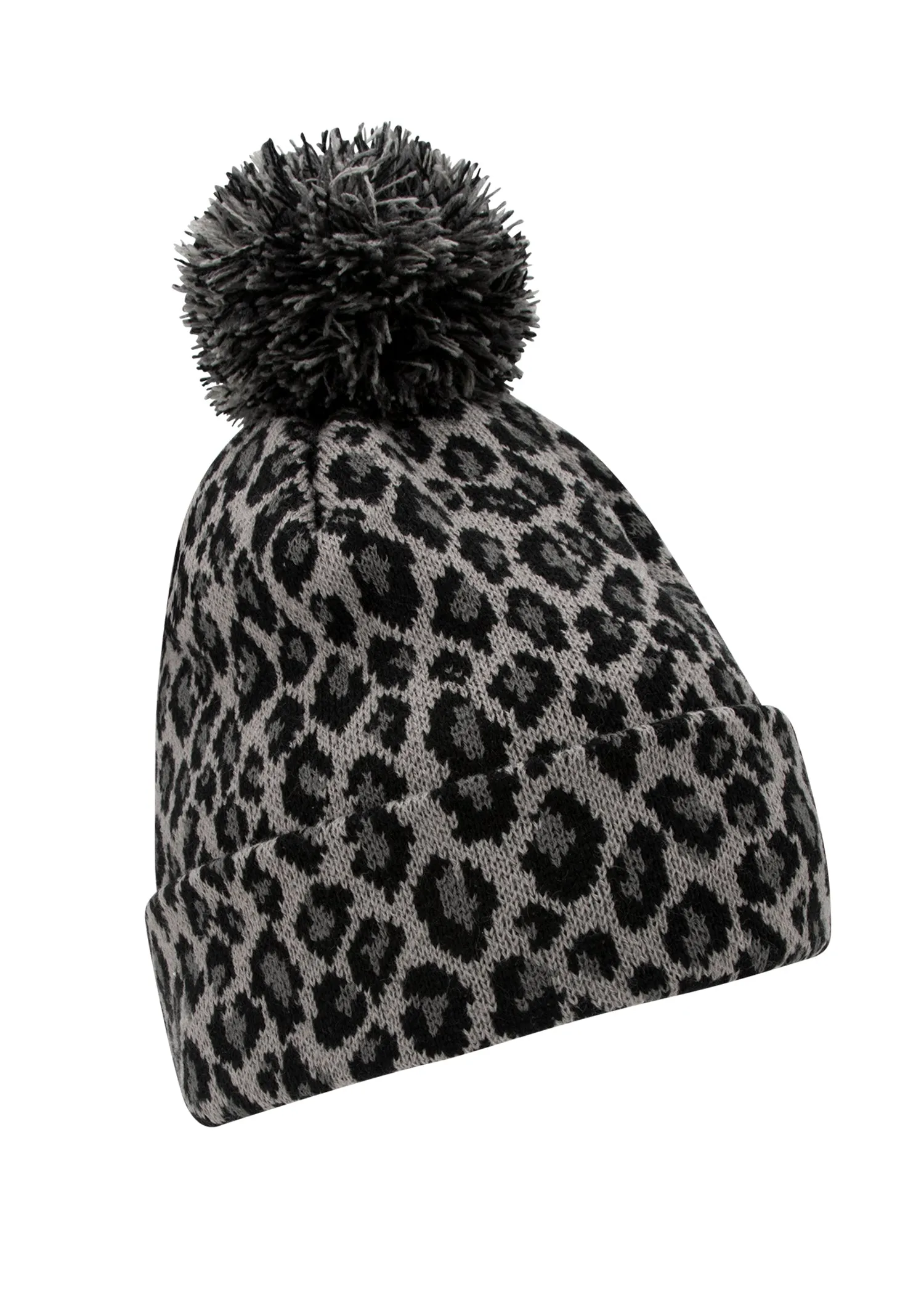 Gray Leopard Animal Print Beanie Hat