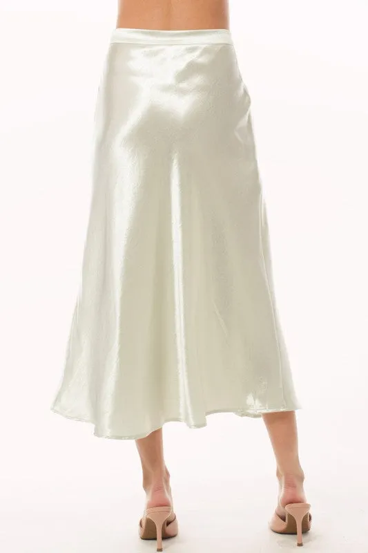 Graydawn Satin Midi A Line Slip Skirt