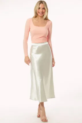 Graydawn Satin Midi A Line Slip Skirt