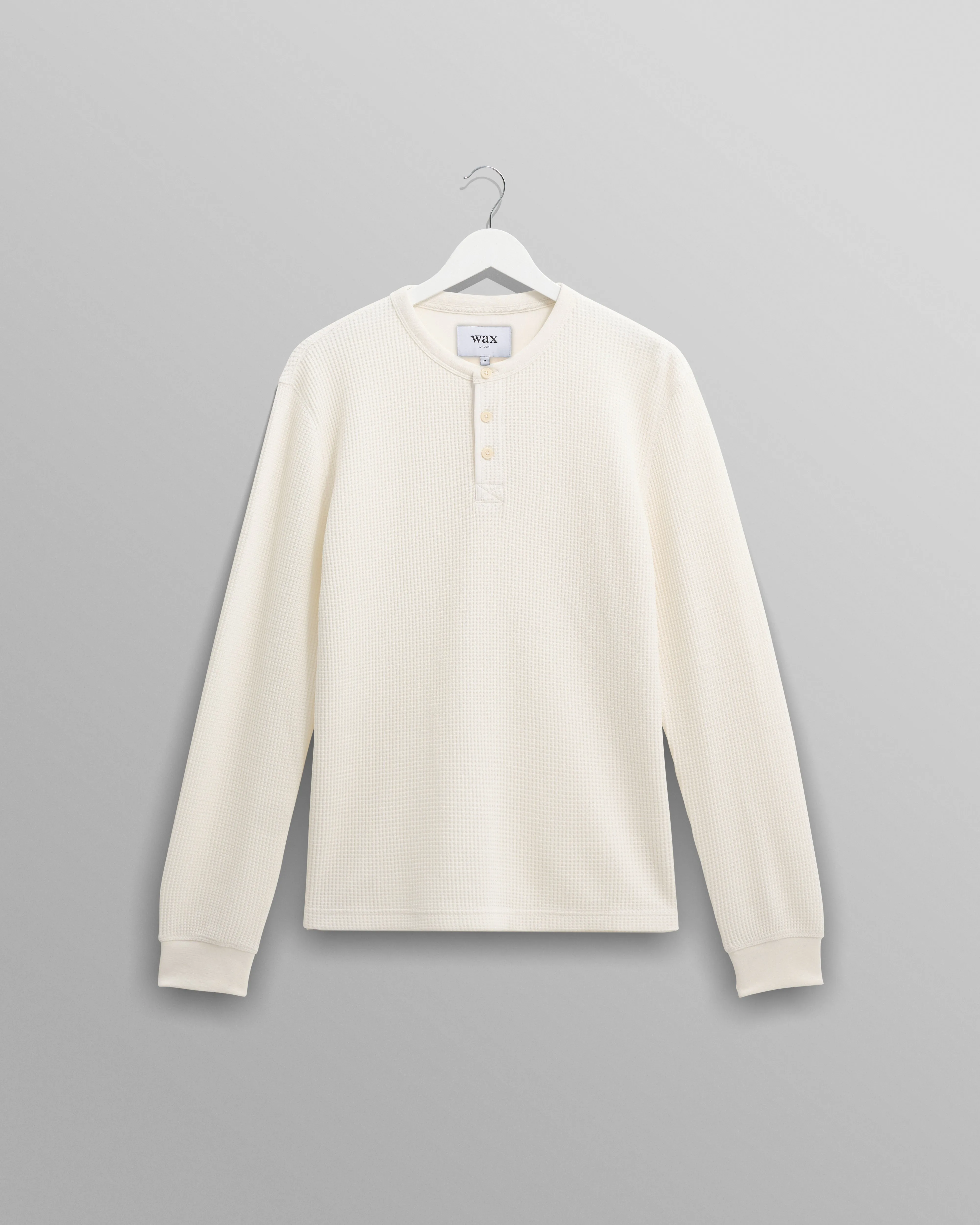 Halton - Ecru Waffle Long-Sleeve Henley T-Shirt