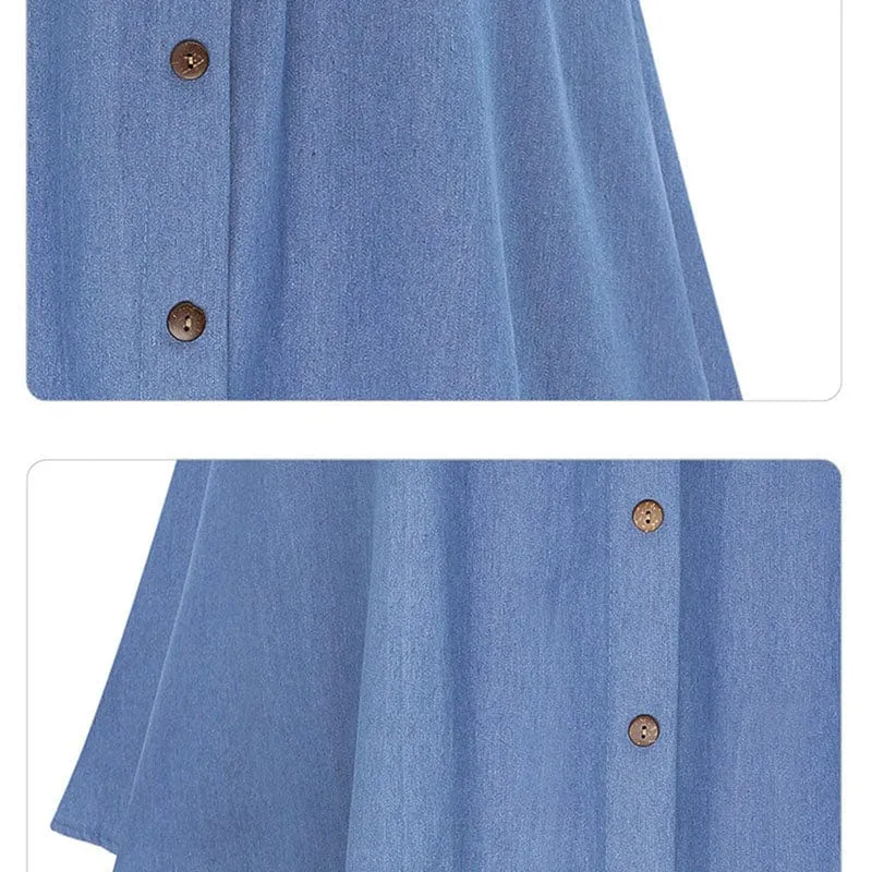 Hanna Pleated Denim Midi Skirt