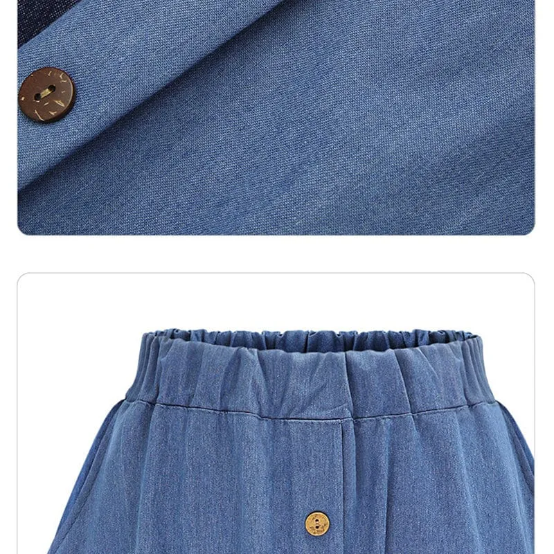 Hanna Pleated Denim Midi Skirt