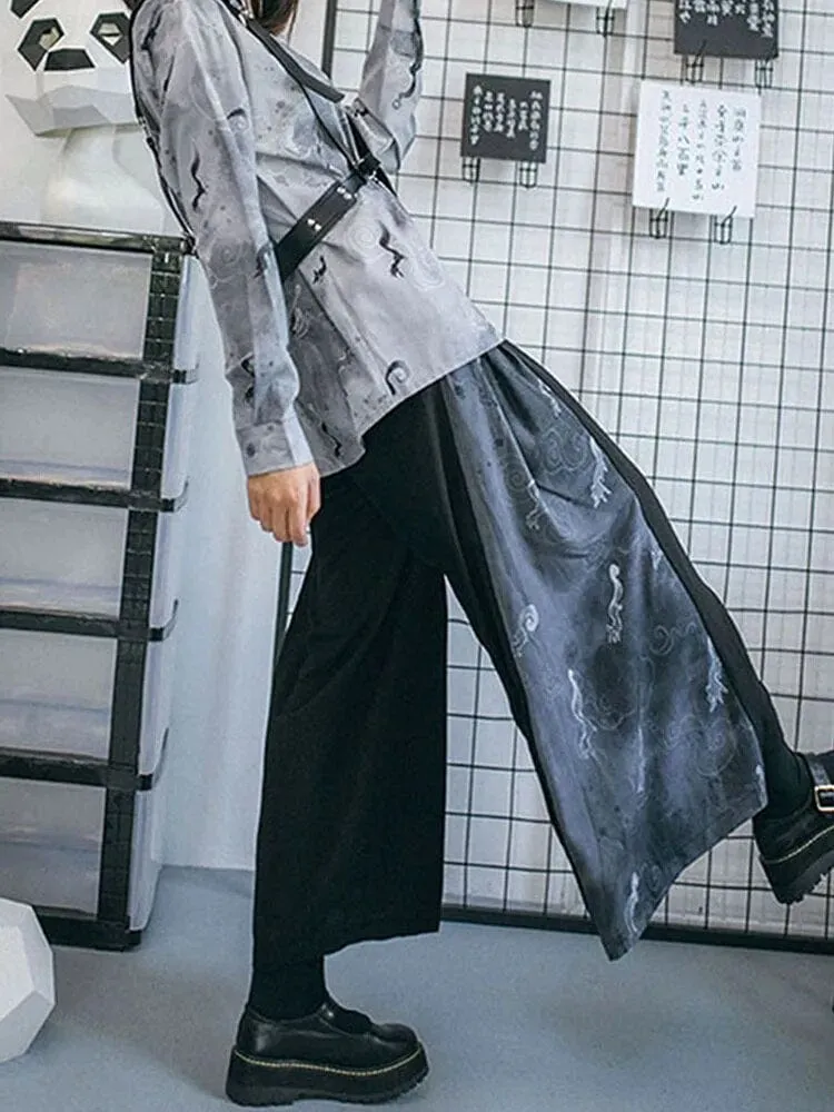 Harajuku Patchwork Pleated Palazzo Pants