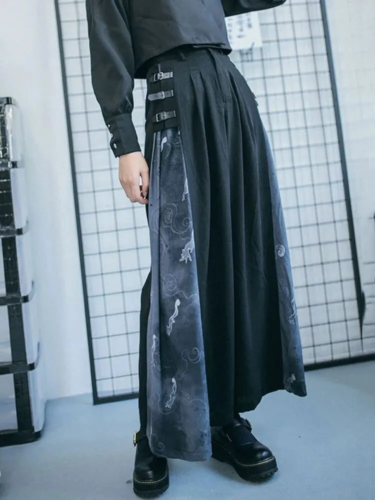 Harajuku Patchwork Pleated Palazzo Pants