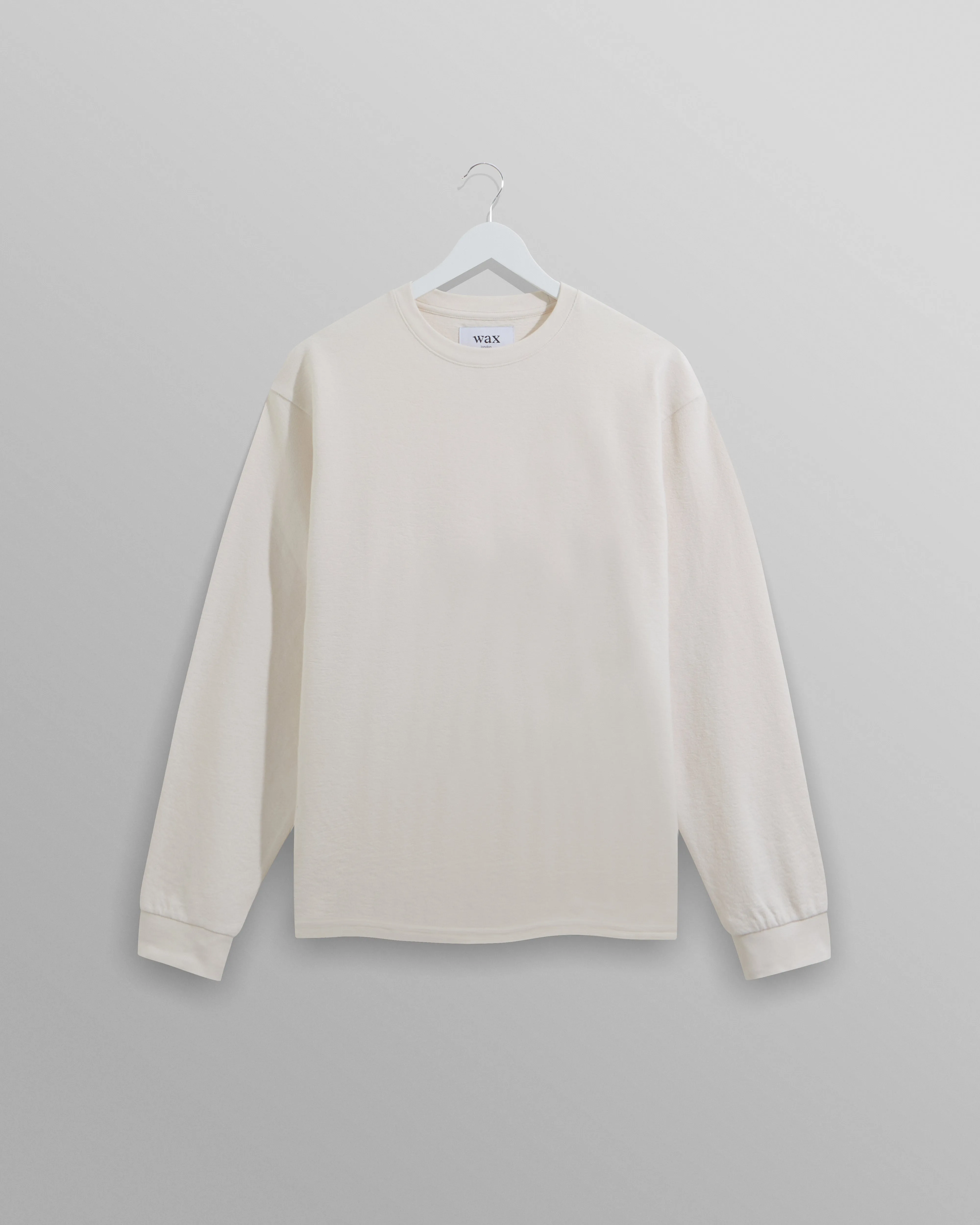 Hayden - Ecru Textured Organic Cotton Long Sleeve T-Shirt