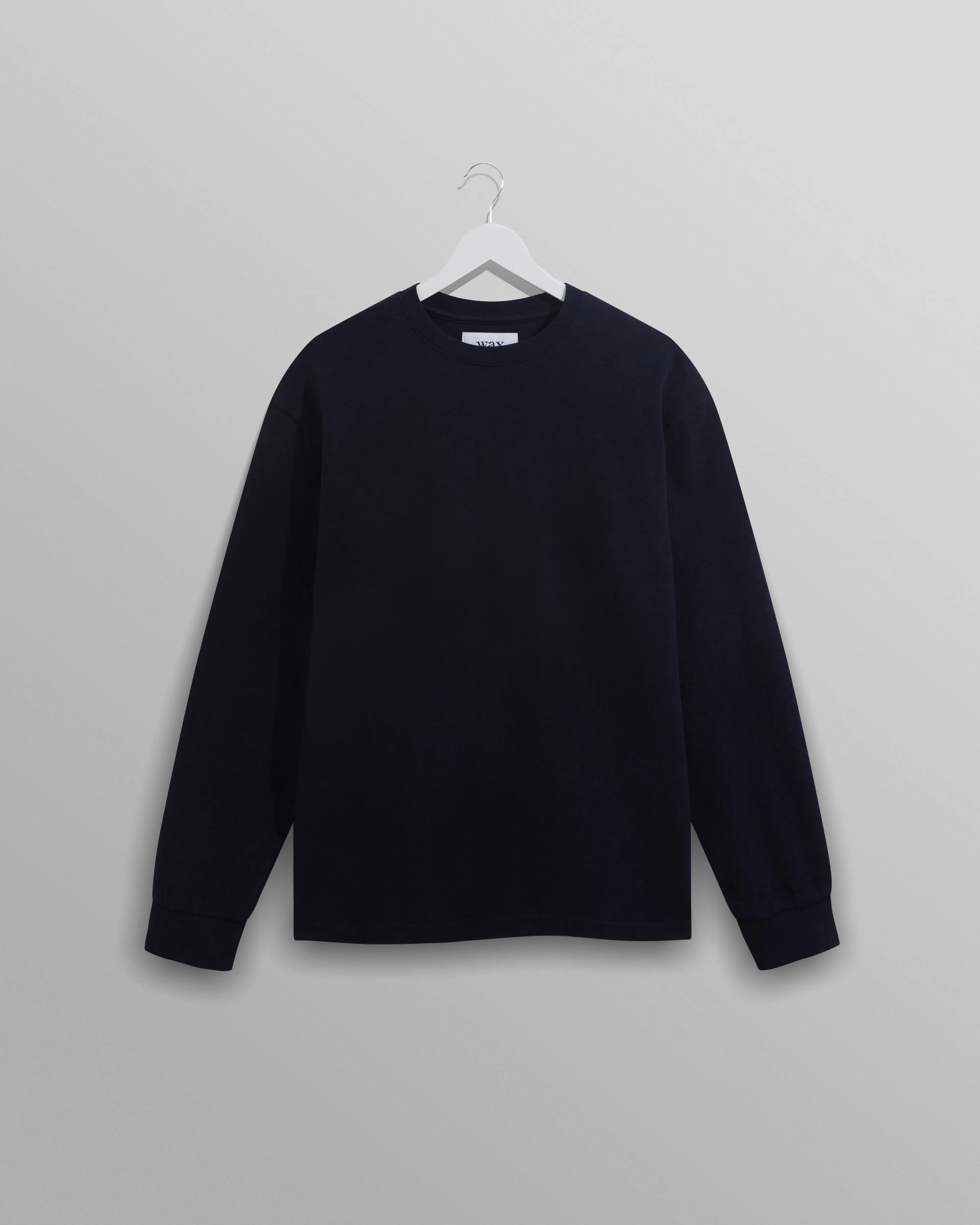 Hayden - Navy Textured Organic Cotton Long Sleeve T-Shirt