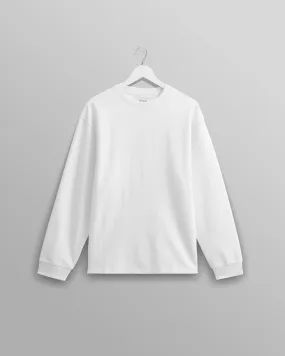 Hayden - White Textured Organic Cotton Long Sleeve T-Shirt