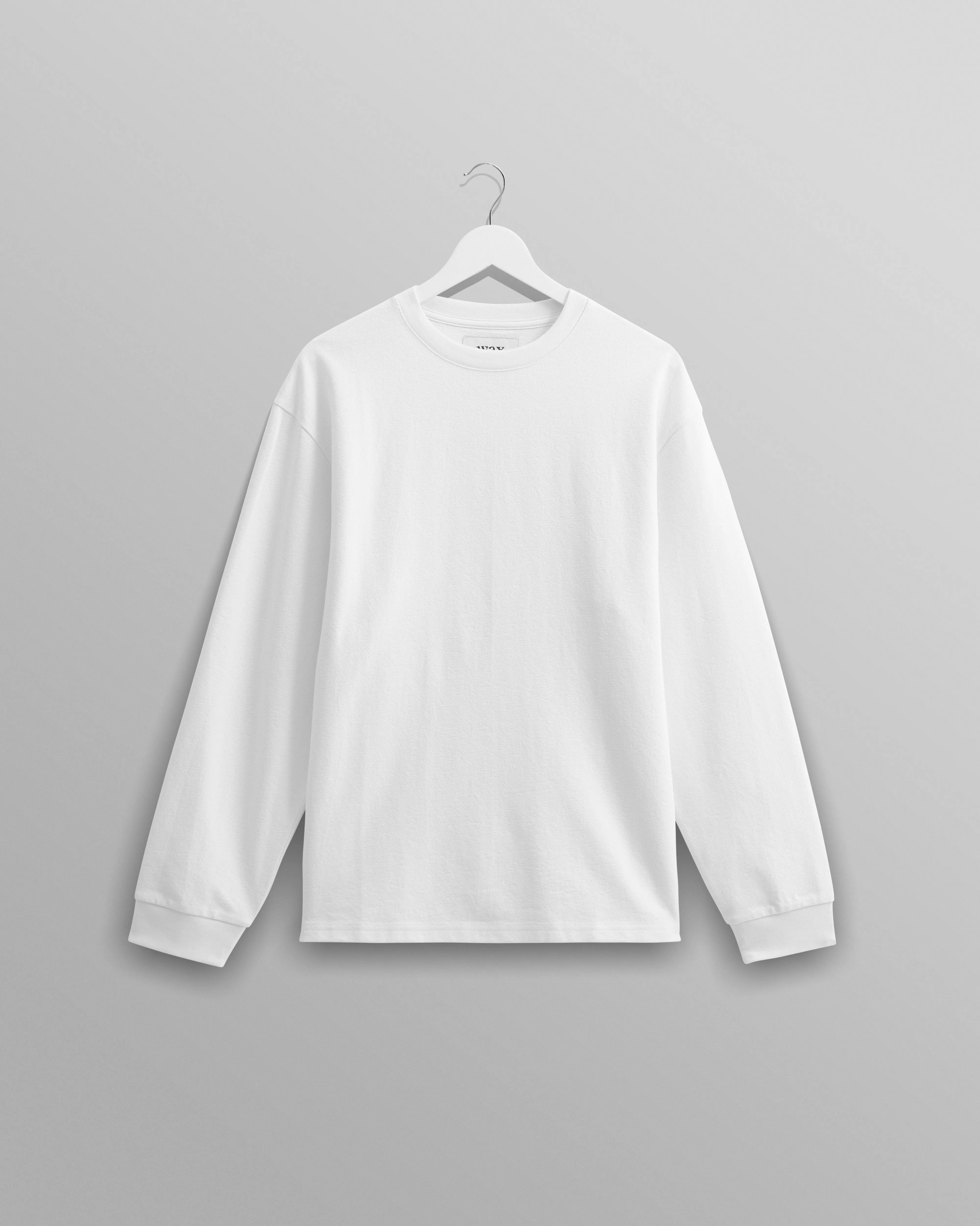 Hayden - White Textured Organic Cotton Long Sleeve T-Shirt