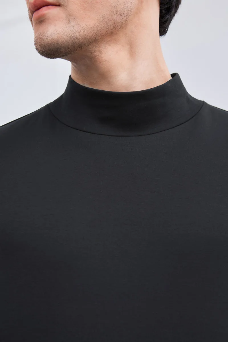 HeatGuard Mock Neck Long Sleeve T-Shirt | Black BKFD01