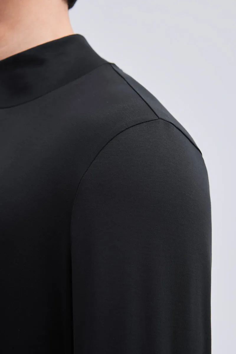 HeatGuard Mock Neck Long Sleeve T-Shirt | Black BKFD01