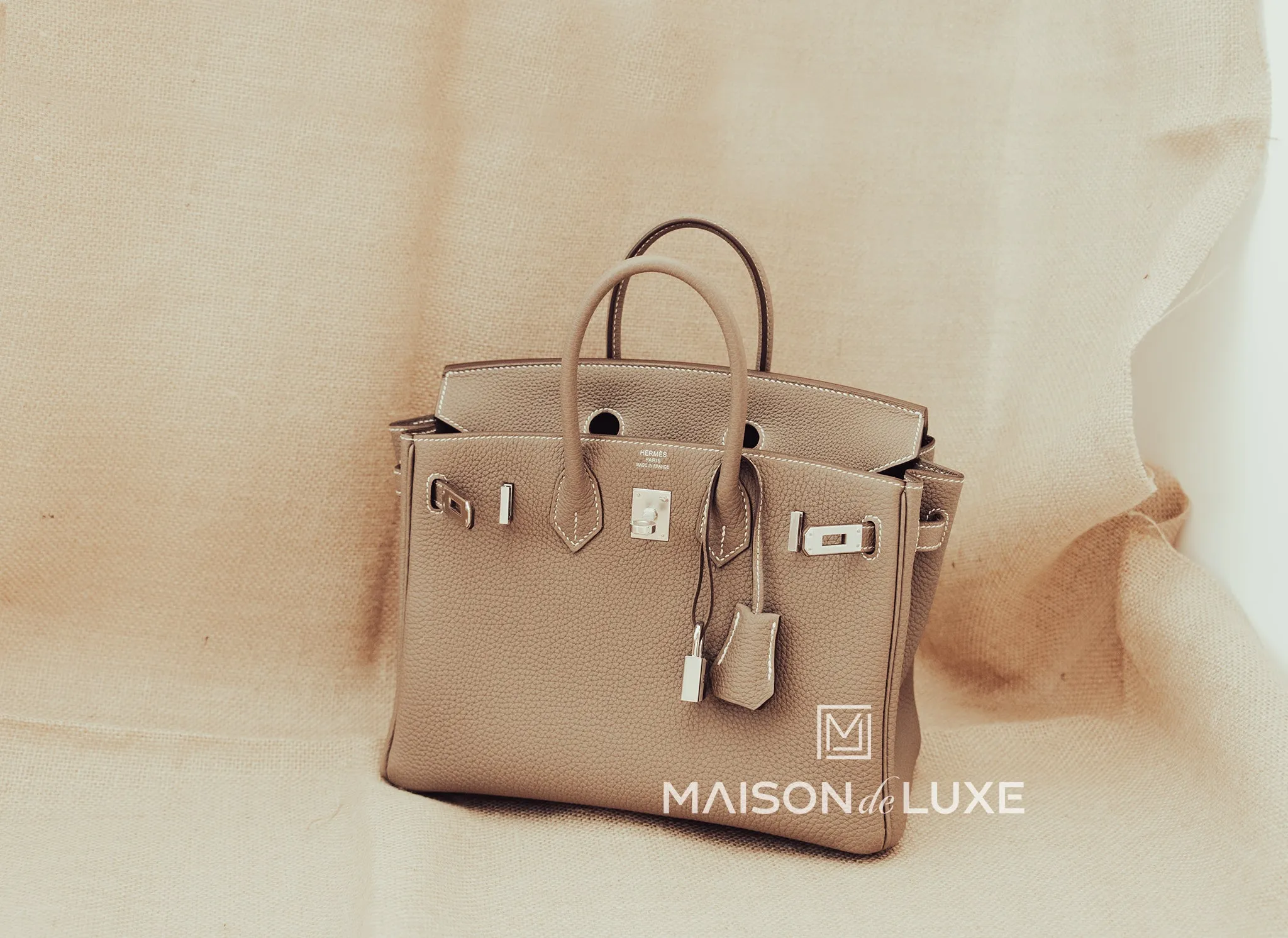 Hermes Birkin 25 Etoupe Togo Palladium Hardware