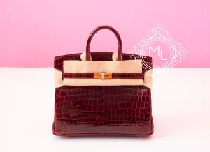 Hermes Bourgogne Burgundy Crocodile Birkin 25 Handbag