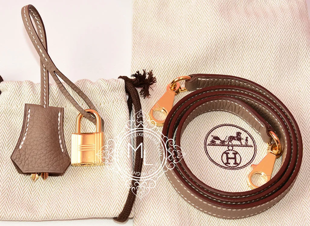 Hermes Etoupe GHW Togo Kelly 28 Handbag