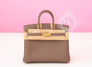 Hermes Etoupe Togo GHW Birkin 25 Handbag