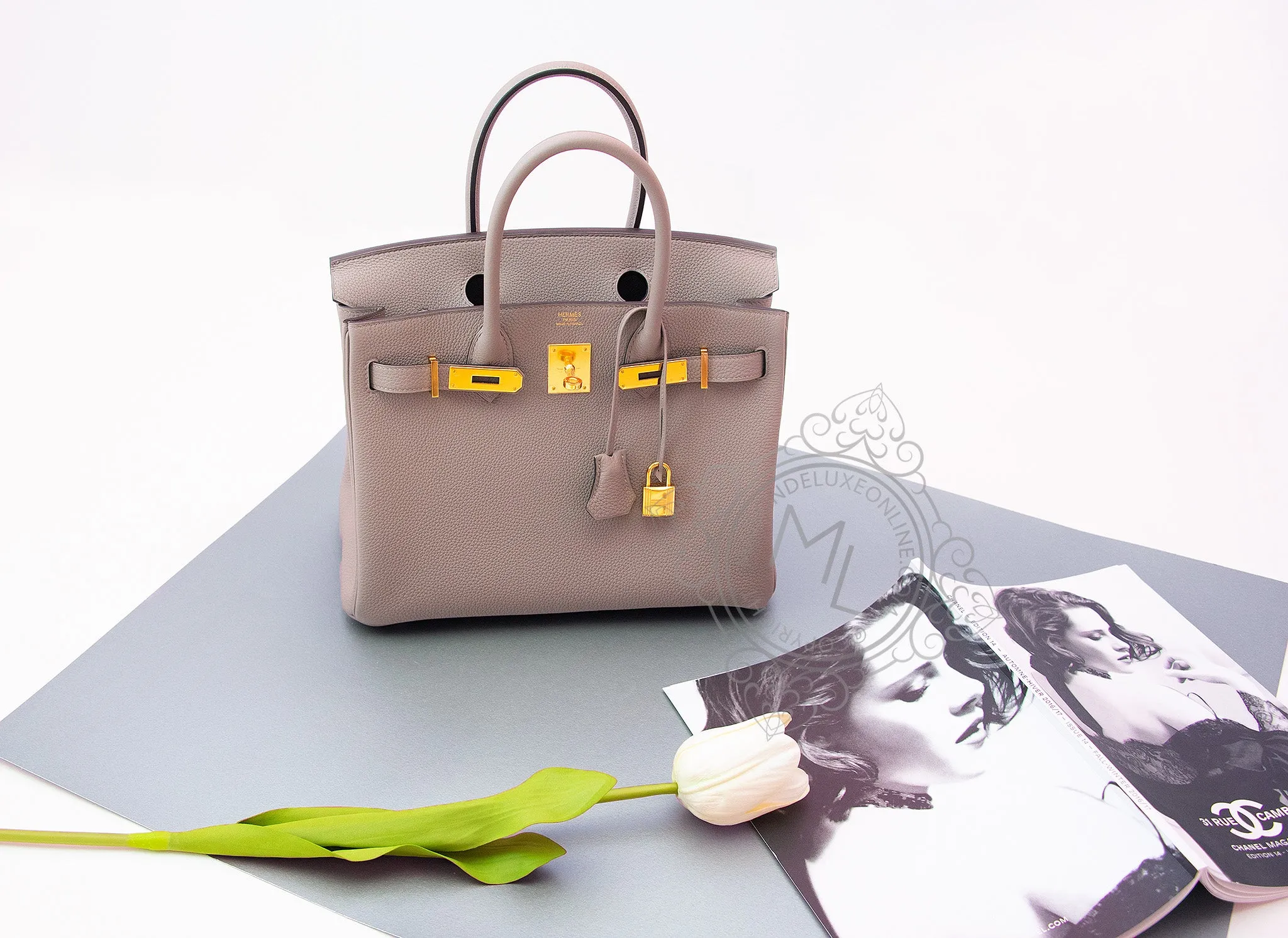 Hermes Gris Asphalte Togo GHW Birkin 30 Handbag