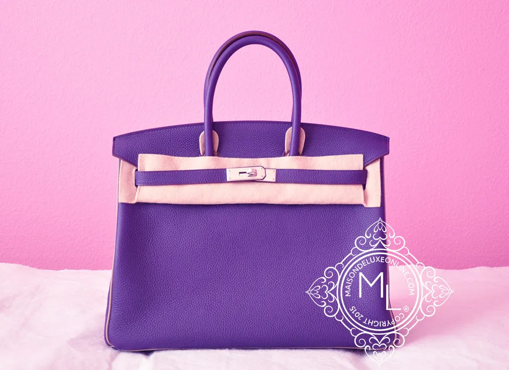 Hermes Iris Purple   Gris Gray Bicolor Togo Birkin 35 cm