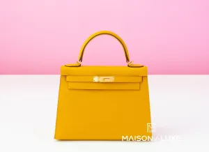 Hermes Jaune Ambre Sellier Epsom Kelly 28 Handbag