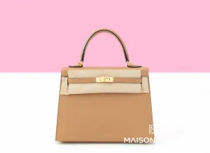 Hermes Kelly Sellier 25 Chai 0M Epsom Handbag