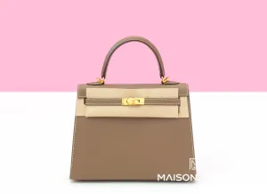 Hermes Kelly Sellier 25 Etoupe Epsom Gold Hardware