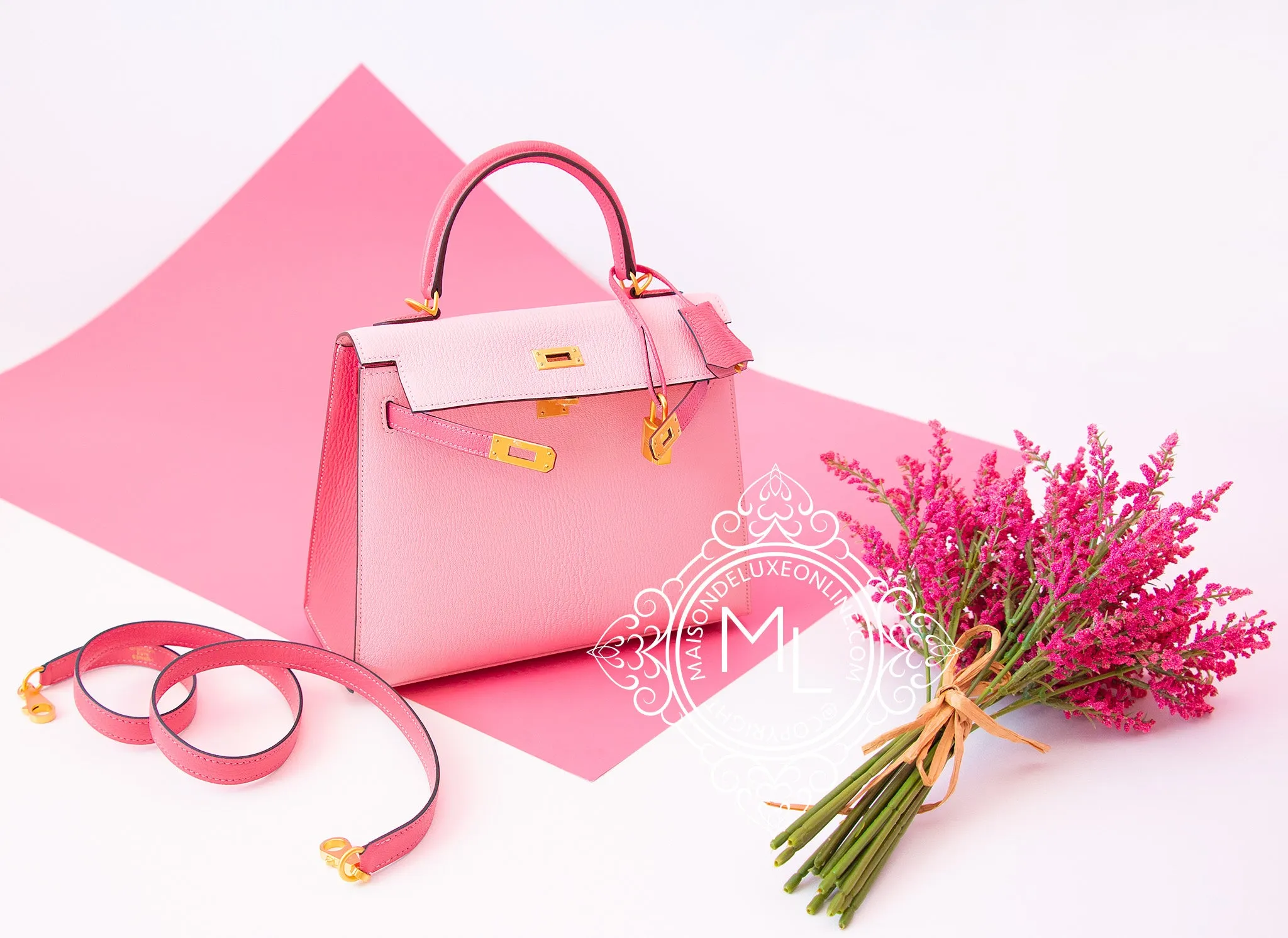 Hermes Pink Rose Sakura   Rose Lipstick HSS Sellier Kelly 25 Handbag