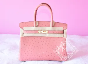 Hermes Pink Terre Cuite GHW Ostrich Birkin 30 Handbag