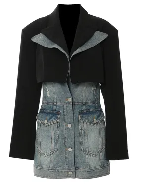 HEYFANCYSTYLE Couture Chic Black Denim Coat