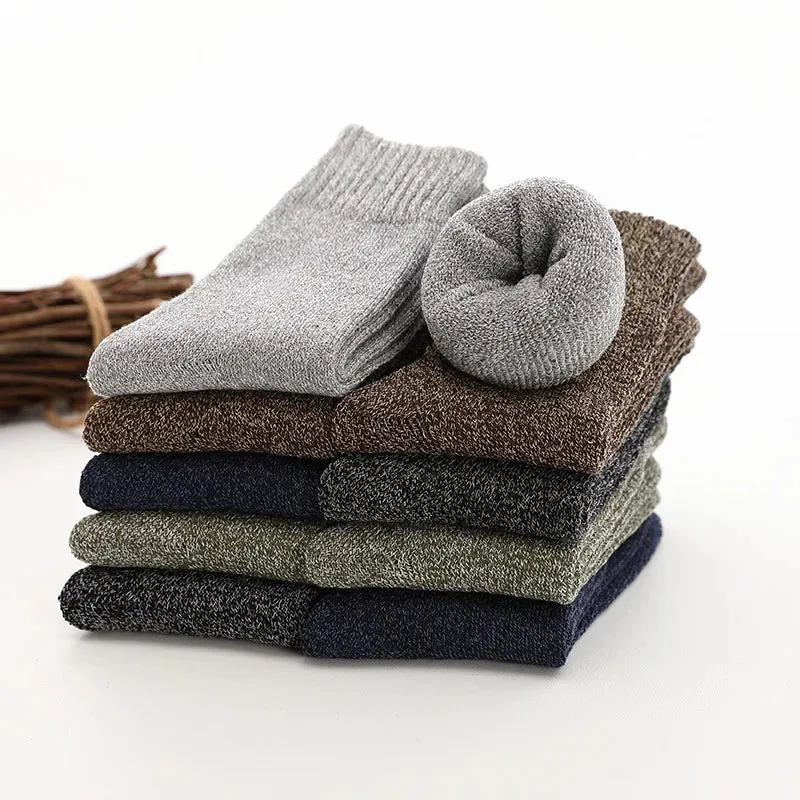 High Quality 5 Pairs Thick Wool Thermal Warm Socks for Men