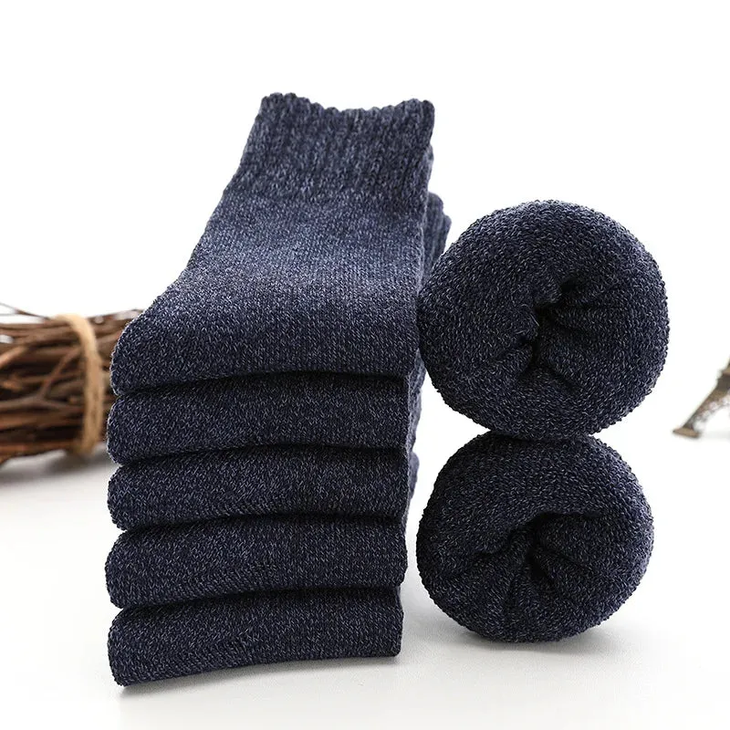 High Quality 5 Pairs Thick Wool Thermal Warm Socks for Men