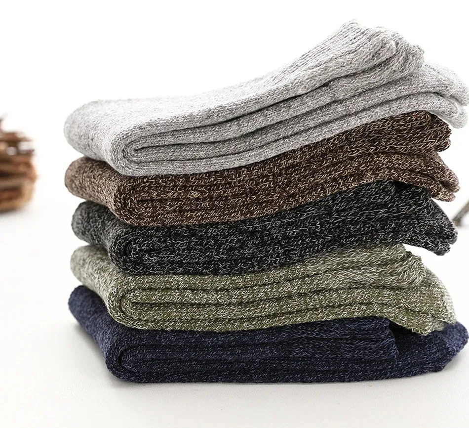 High Quality 5 Pairs Thick Wool Thermal Warm Socks for Men