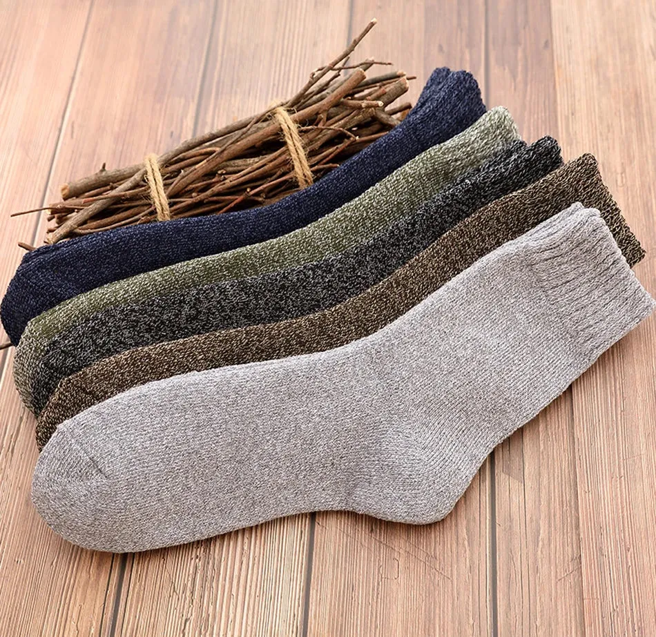 High Quality 5 Pairs Thick Wool Thermal Warm Socks for Men