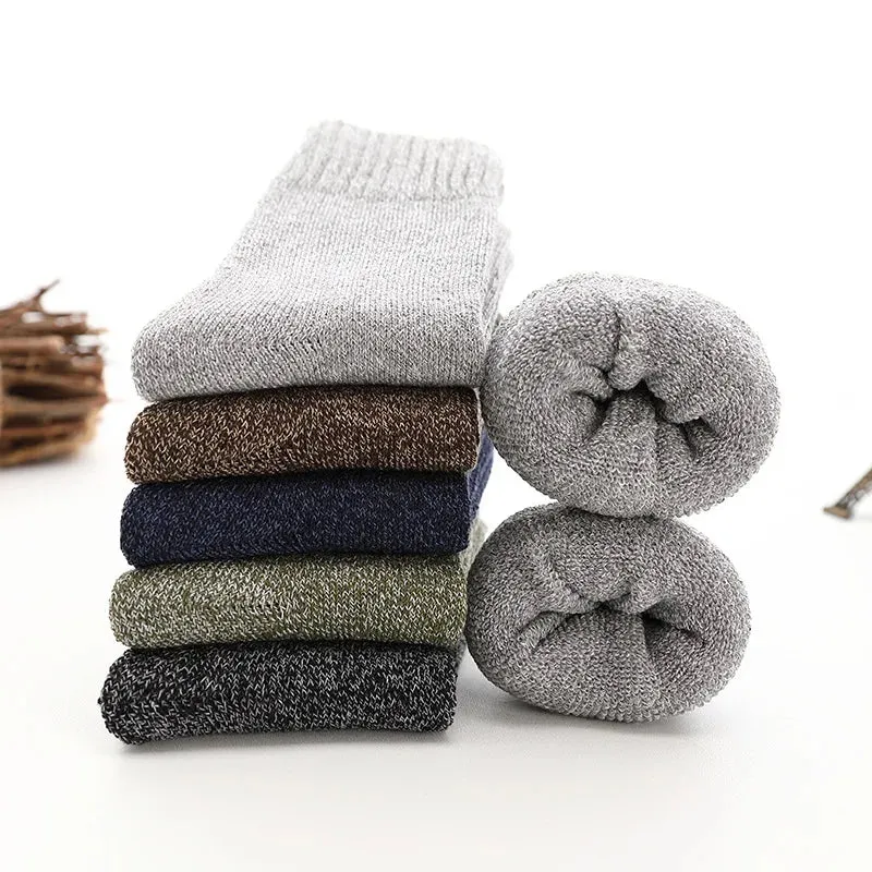 High Quality 5 Pairs Thick Wool Thermal Warm Socks for Men