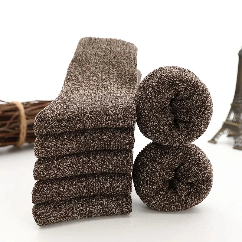 High Quality 5 Pairs Thick Wool Thermal Warm Socks for Men