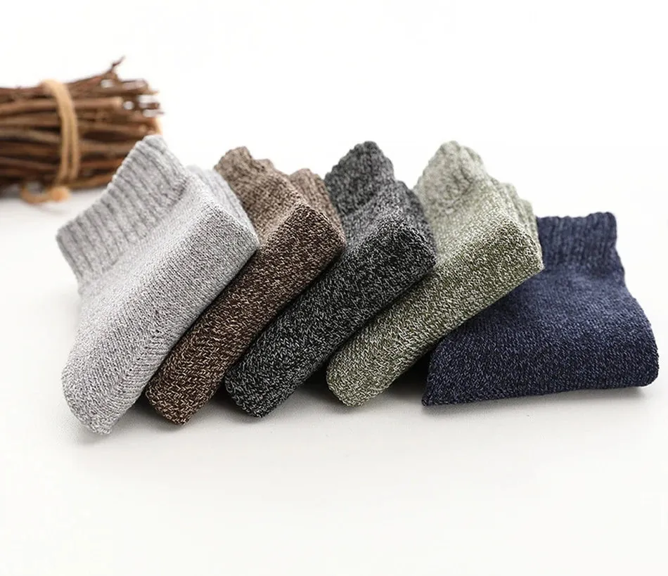 High Quality 5 Pairs Thick Wool Thermal Warm Socks for Men