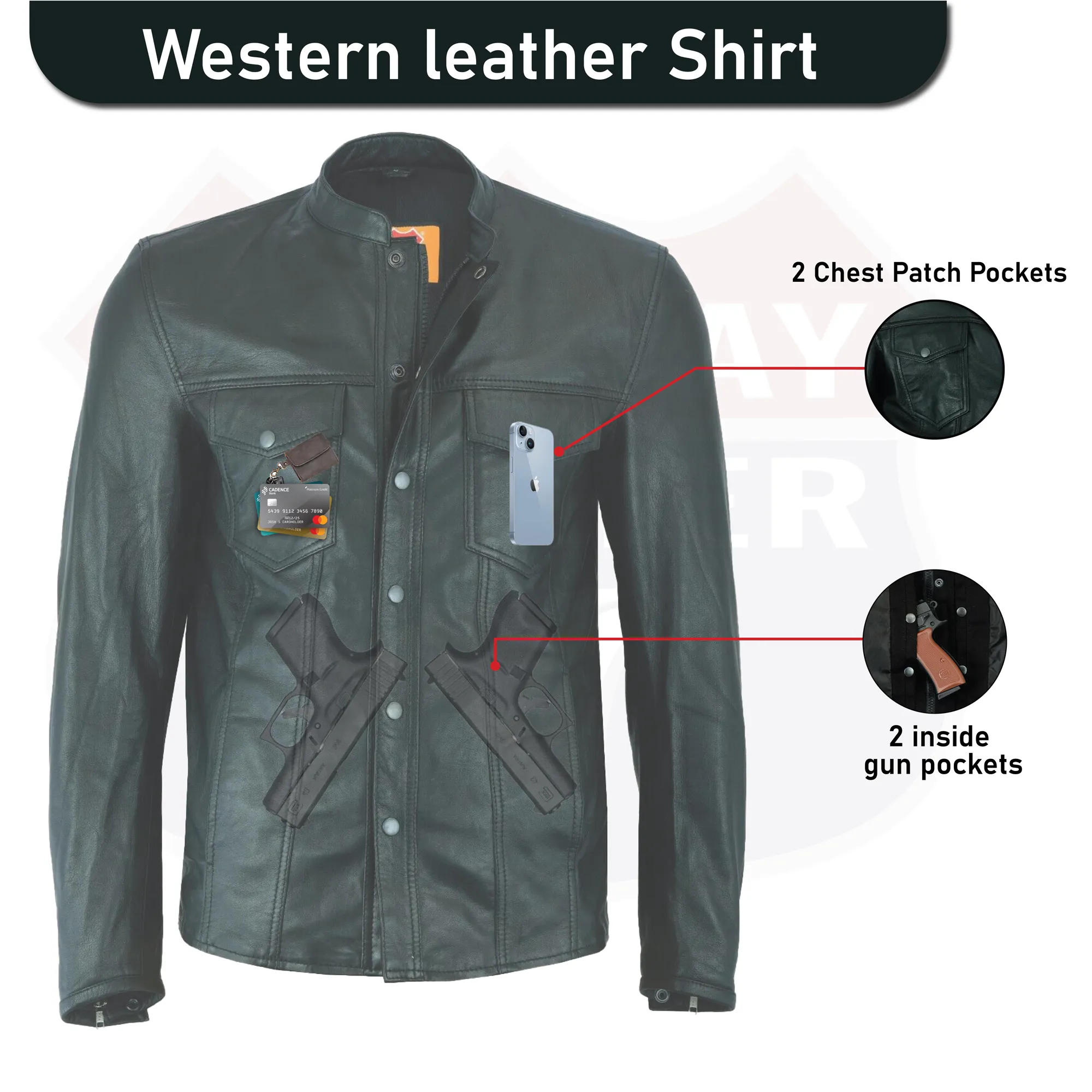 Highway Leather Long Sleeve Leather Shirt Club leather shirt LIGHTWEIGHT HL10499