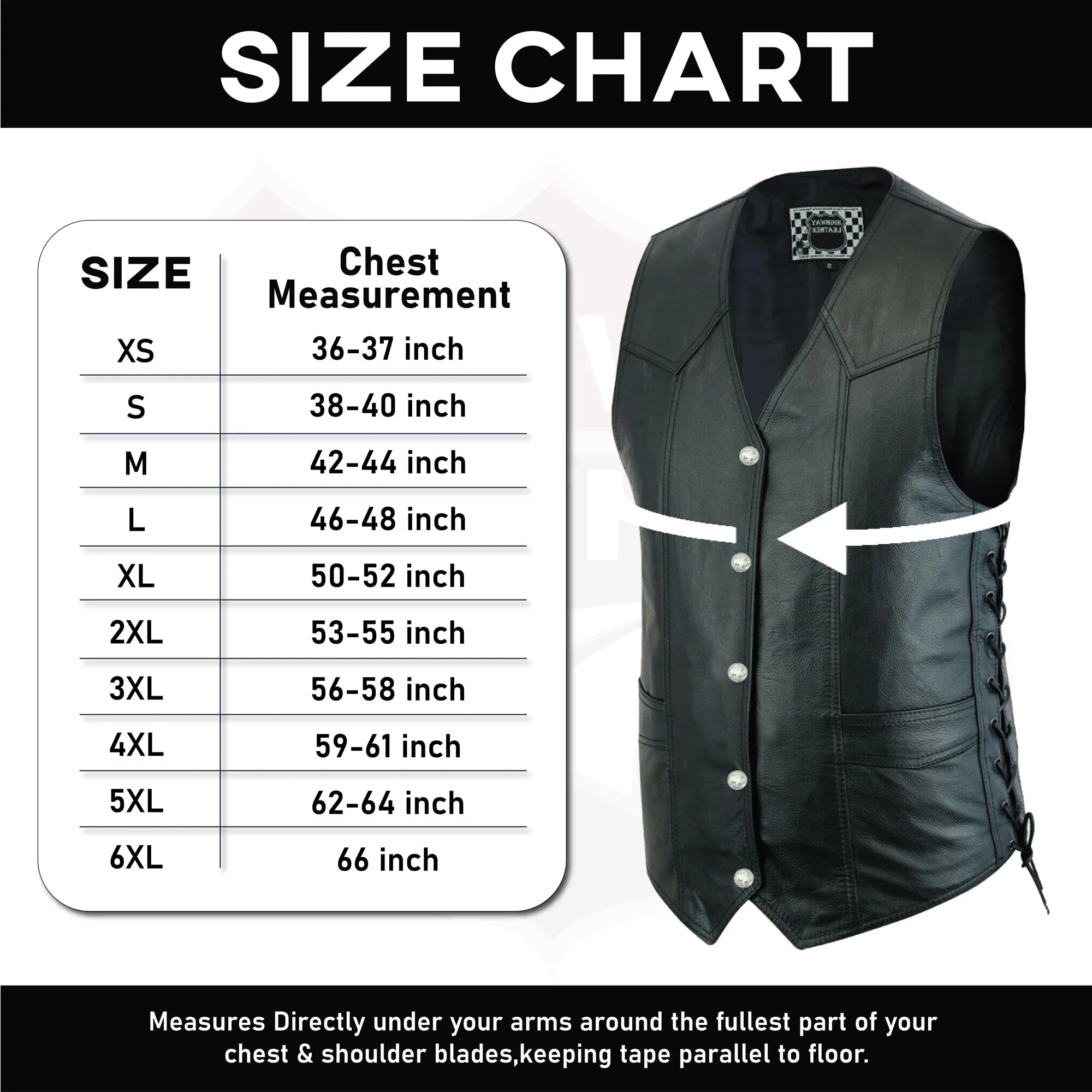 HL11614SPT Men's Classic Leather Vest Motorcycle Gun Pockets for Riders, Easy Biker Patch Sewing, Side Lacing Western Cut