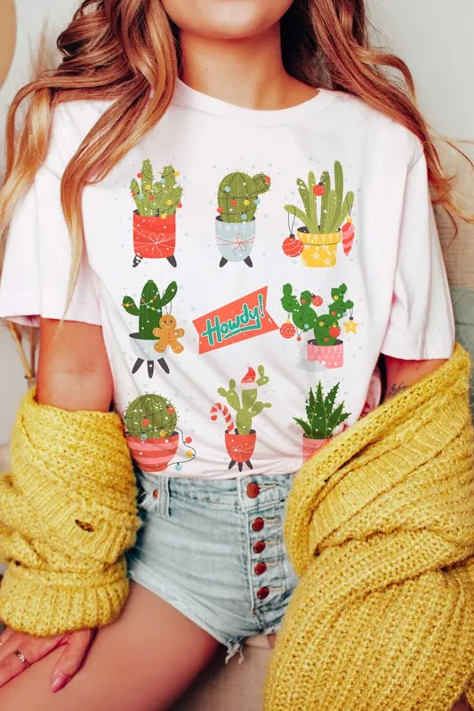 HOWDY CACTUS HAPPY HOLIDAYS Graphic T-shirt