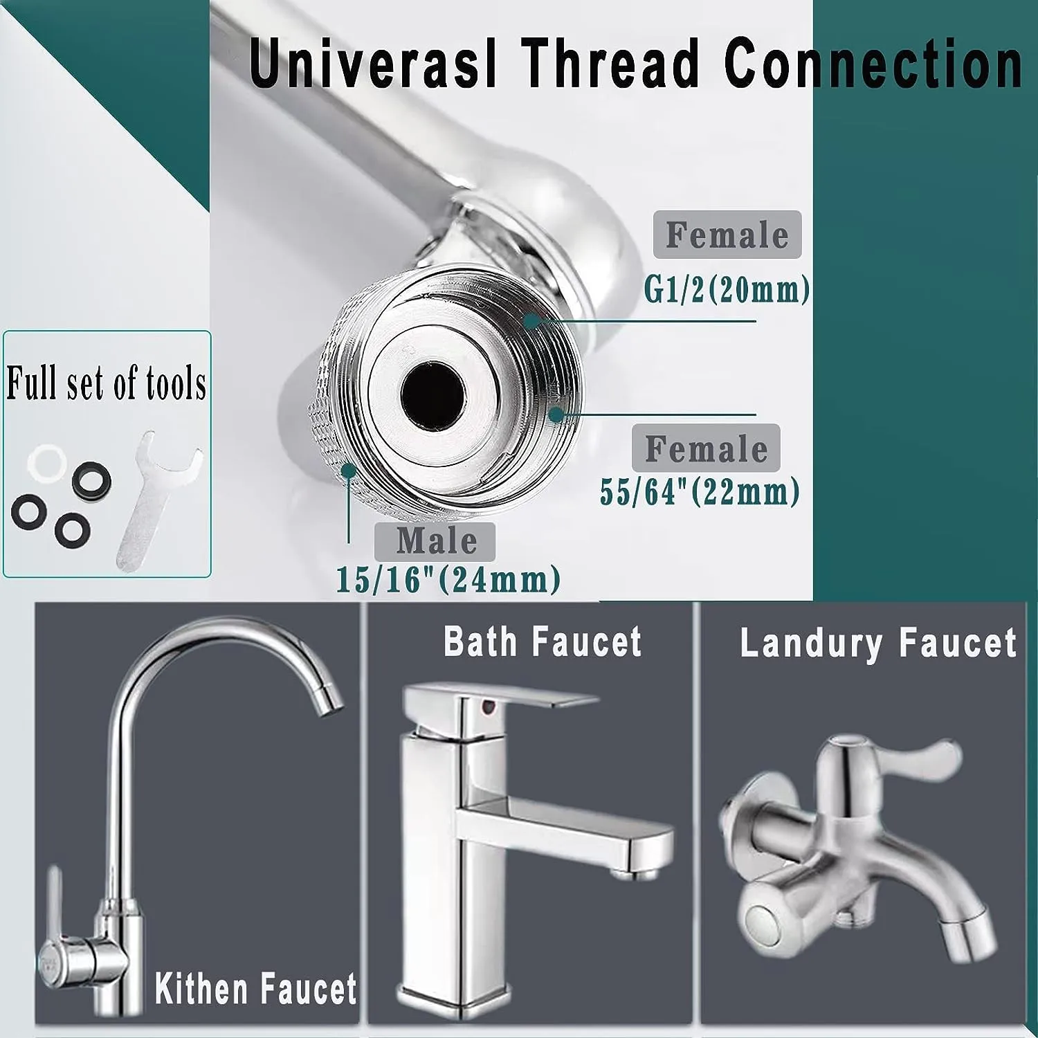 ITEM# 0182   1080° Swivel-Faucet-Extender Universal Sink-Aerator - 2 Mode Splash Water Filter Extension, Kitchen Bathroom 360° Rotatable Spray Attachment, Multifunctional Robotic Arm -Wash Hand/Hair/Face (Watch Video)