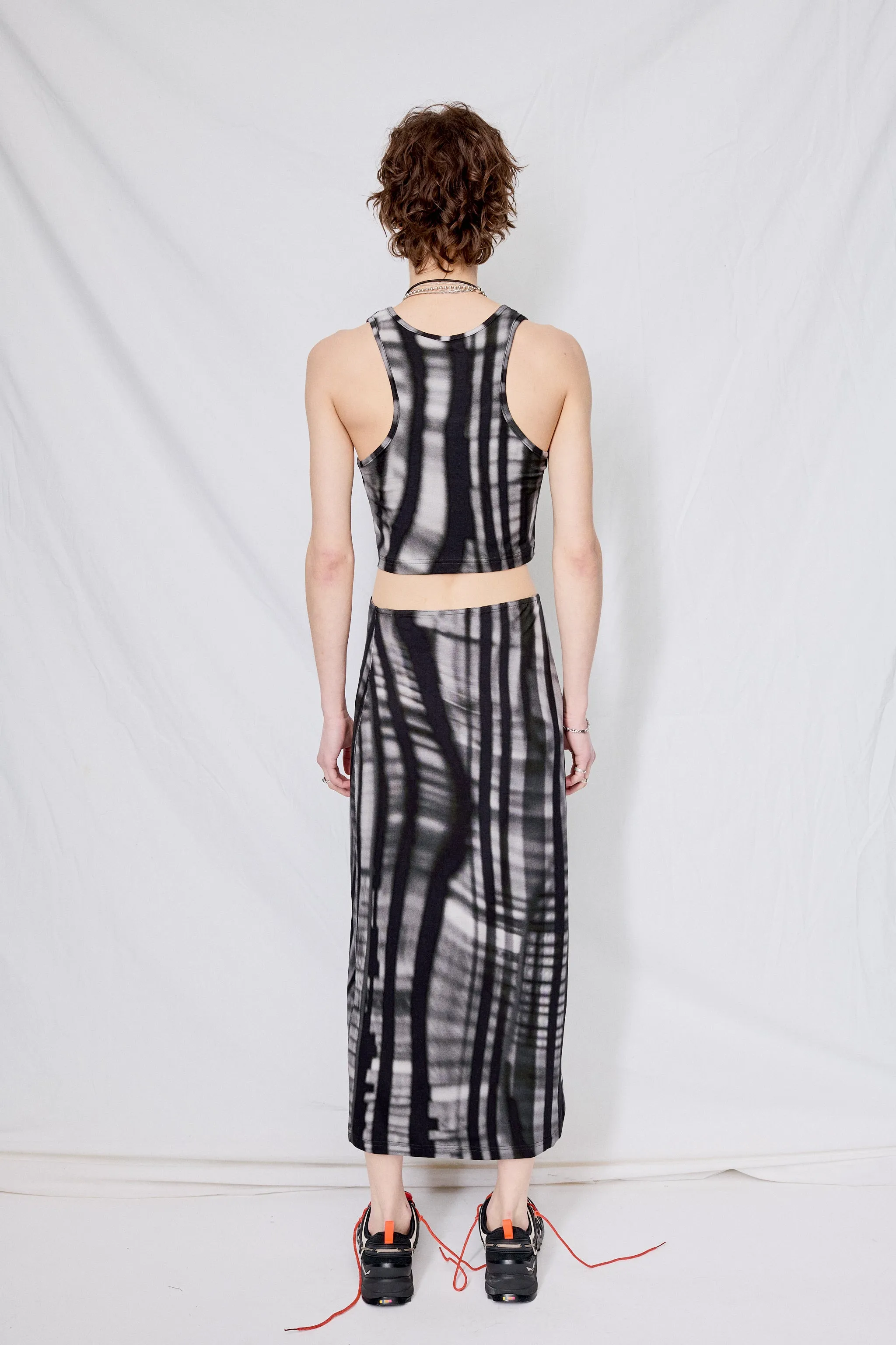 Jersey Bookcase Stripe Cropped Racer Back Vest