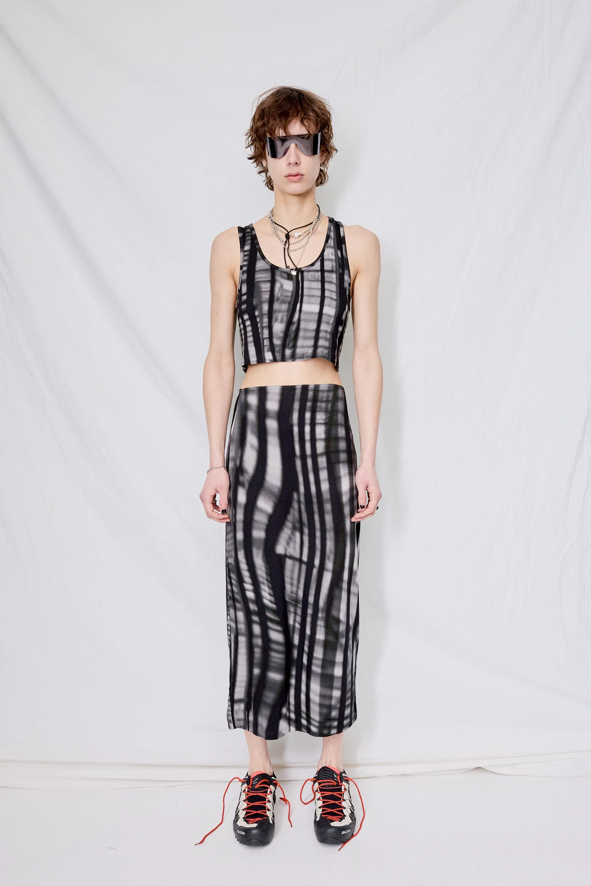 Jersey Bookcase Stripe Cropped Racer Back Vest