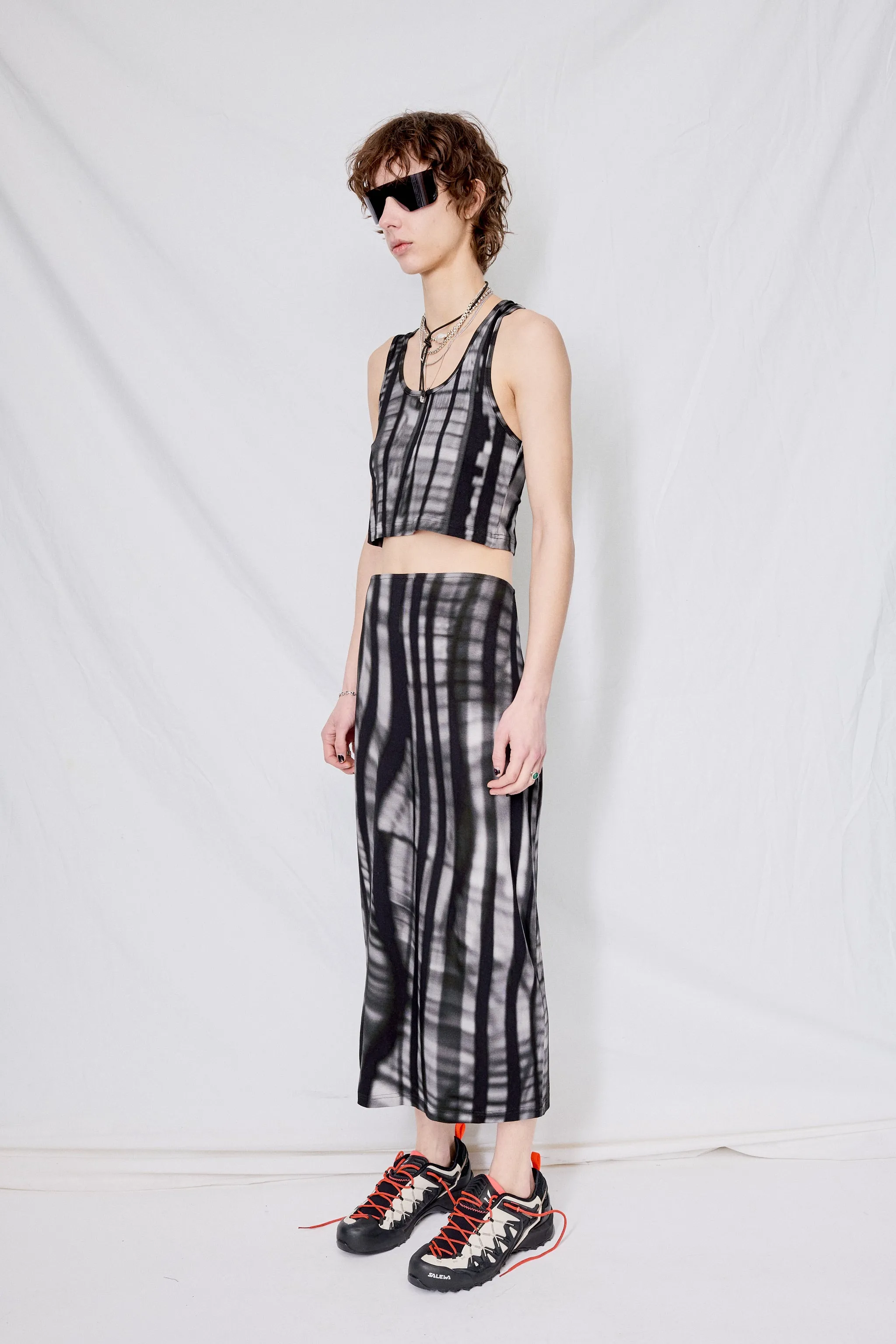 Jersey Bookcase Stripe Cropped Racer Back Vest