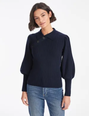 Johanna Wool Rib Knit Jumper - Navy