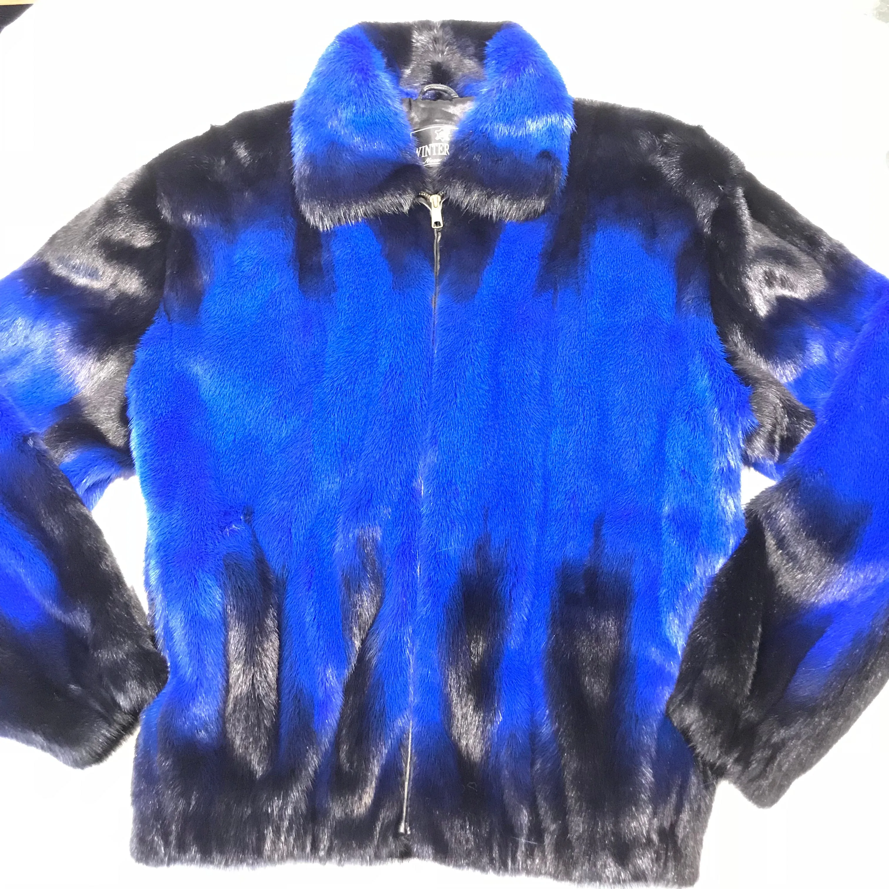 Kashani Blue Black Full Mink Fur Coat